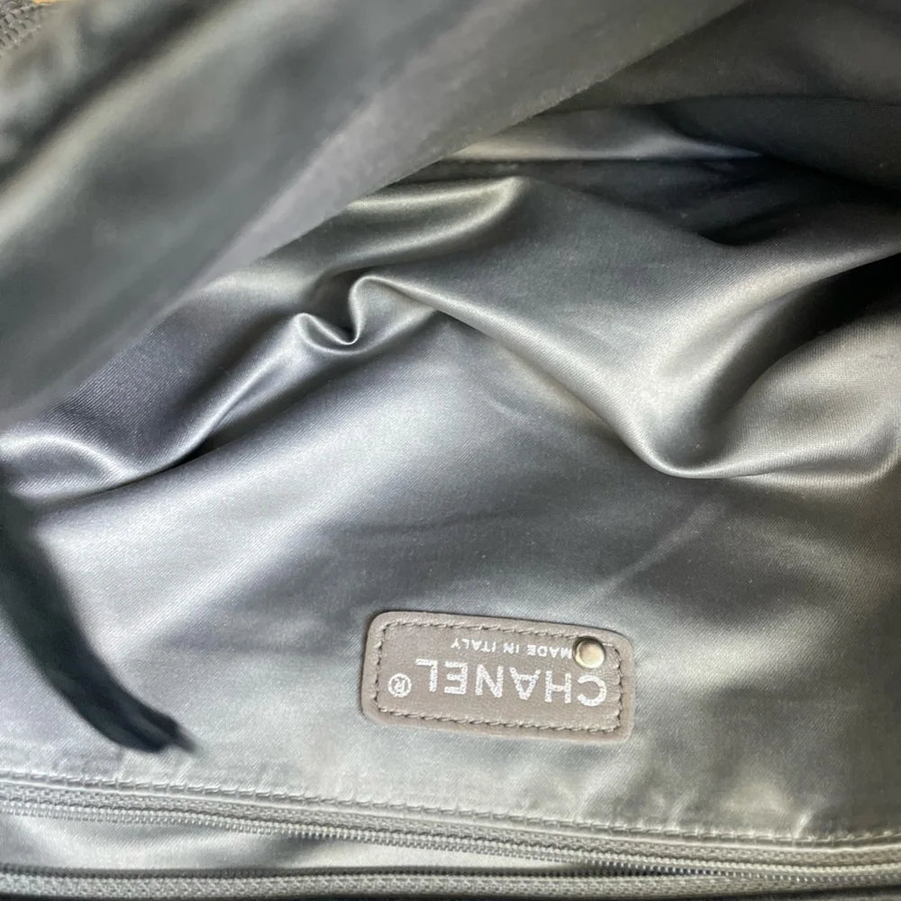 Chanel Bag Large Walk of Fame Black Silver clutch or chain Fits LAPTOP